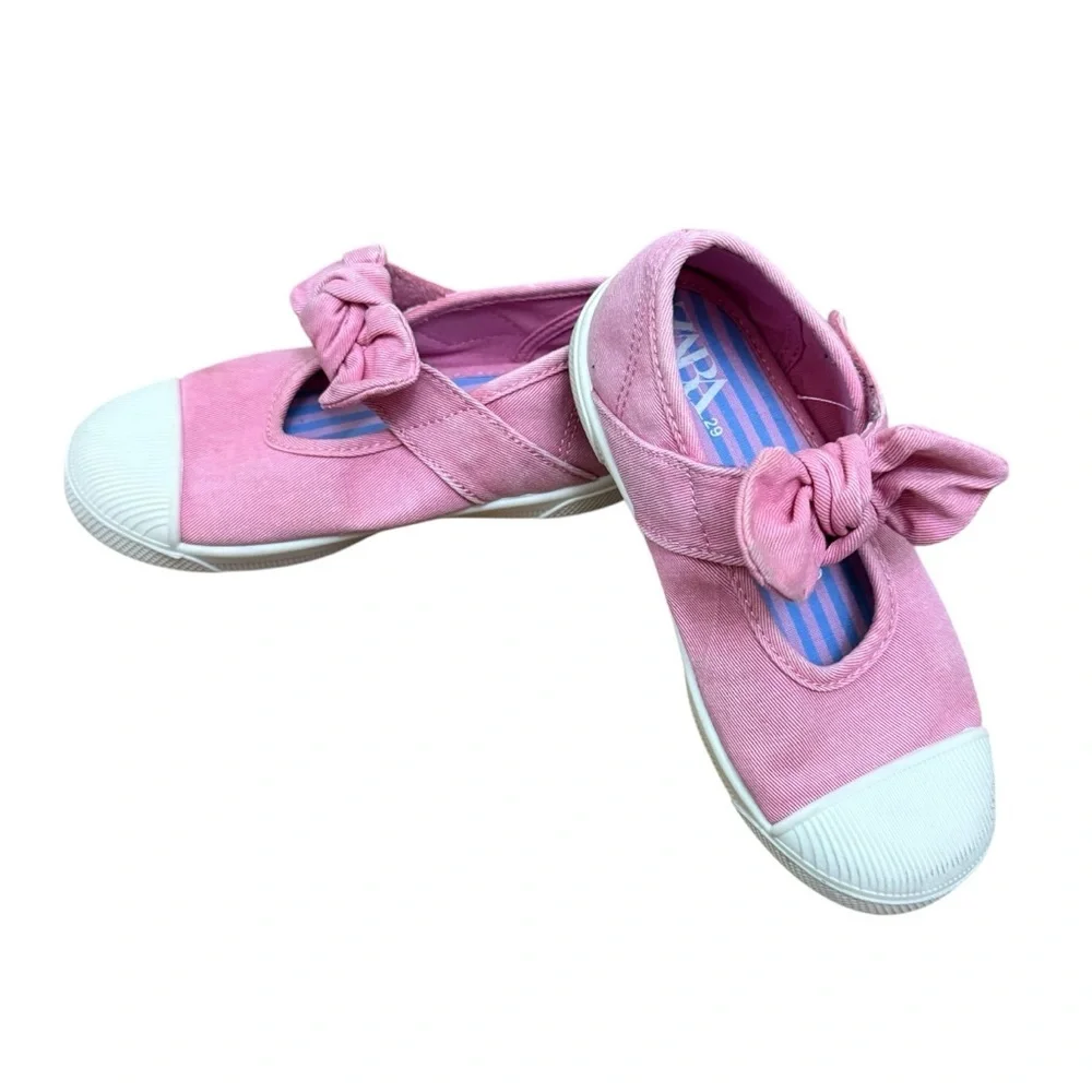 Zara| Kids Open Sneakers with Bow Pink- Size 12 or EU 29